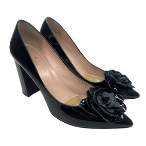 Kate Spade Pixane Heels Black Patent Leather Rosette Pumps Ladies Size 8.5 M